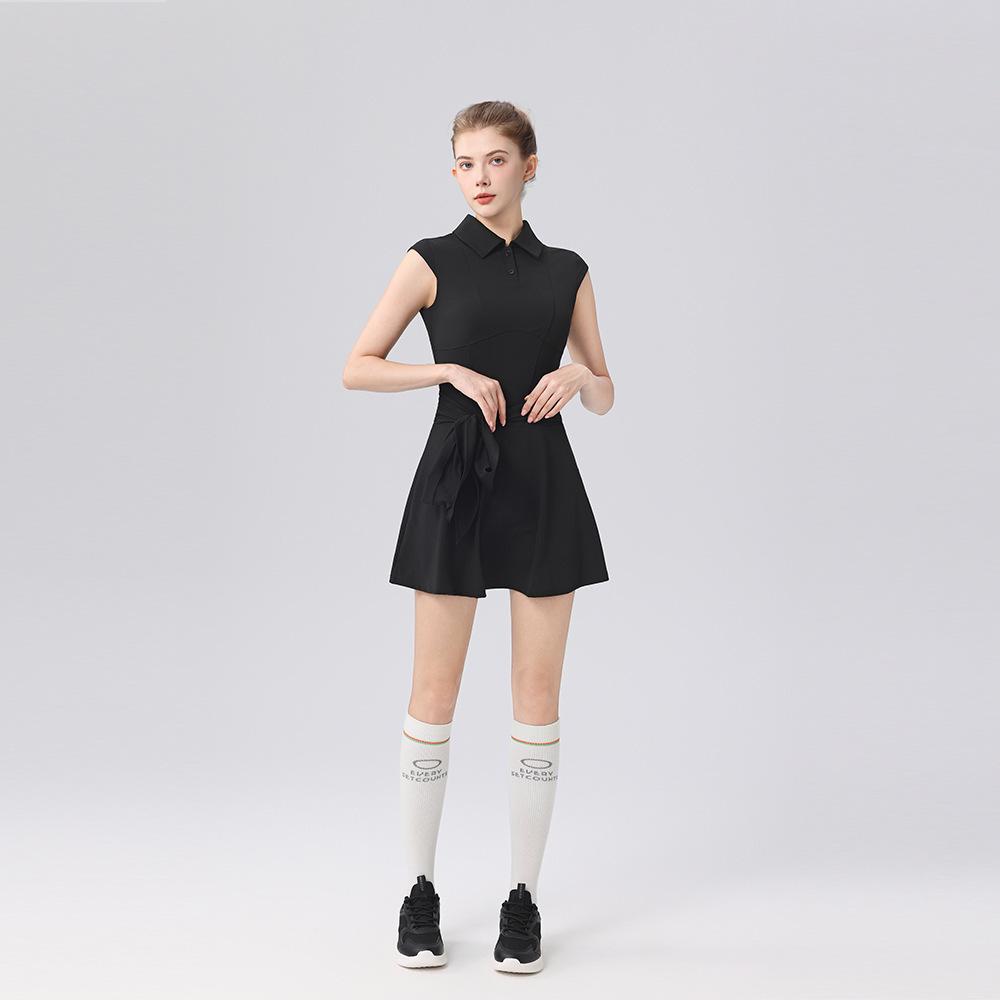 Sleeveless Polo Collar Tennis Jumpsuit: Slim-Fit Sport Skirt for Autumn/Winter