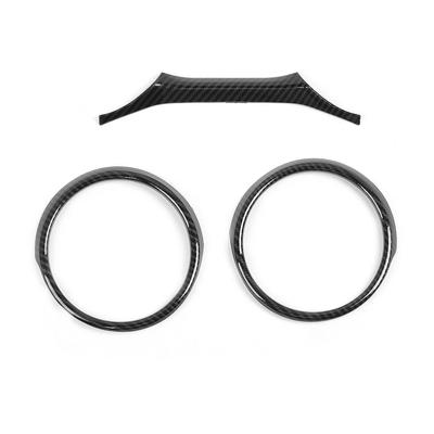 3-teiliges Set Kohlefaser-Stil Armaturenbrett Dekor Ringabdeckung Zierleiste Zubehör Passend für Jeep Wrangler