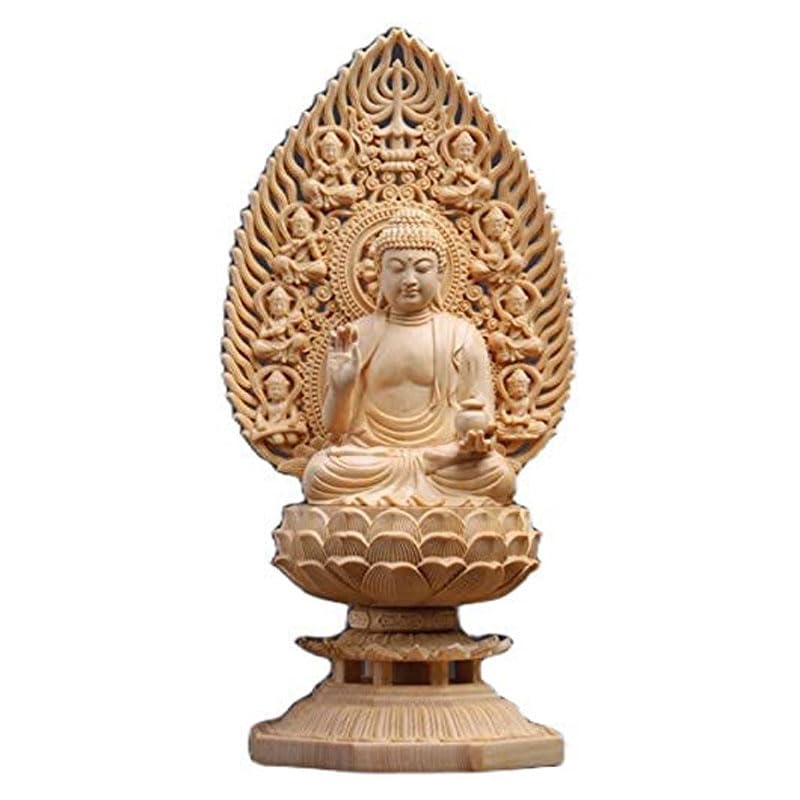 Wooden Buddha statue of Yakushi Nyorai (Medicine Buddha), made of high-quality cypress wood, for protection against illness and misfortune (Tendai, Sh