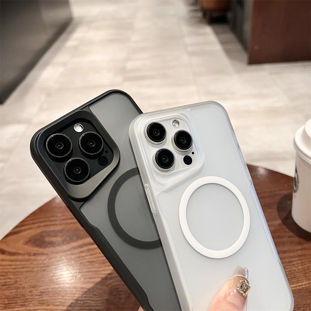 For Magsafe Magnetic Matte Clear Armor Wireless Charging Case For iPhone 15 14 13 12 Pro Max Plus Hard Acrylic Shockproof Cover