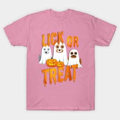 T Shirt Women Dog Ghost Halloween Costume Lick Or Treat Harajuku Print Kawaii Tshirt Summer Short Sleeve Female T-Shirt Top Tee