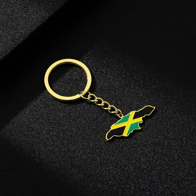 Ethnic Style Keyholder Keychain Souveniry Gift Stainless Steel Map Keychain Backpack Map Flag Shape Keyring for Unisex