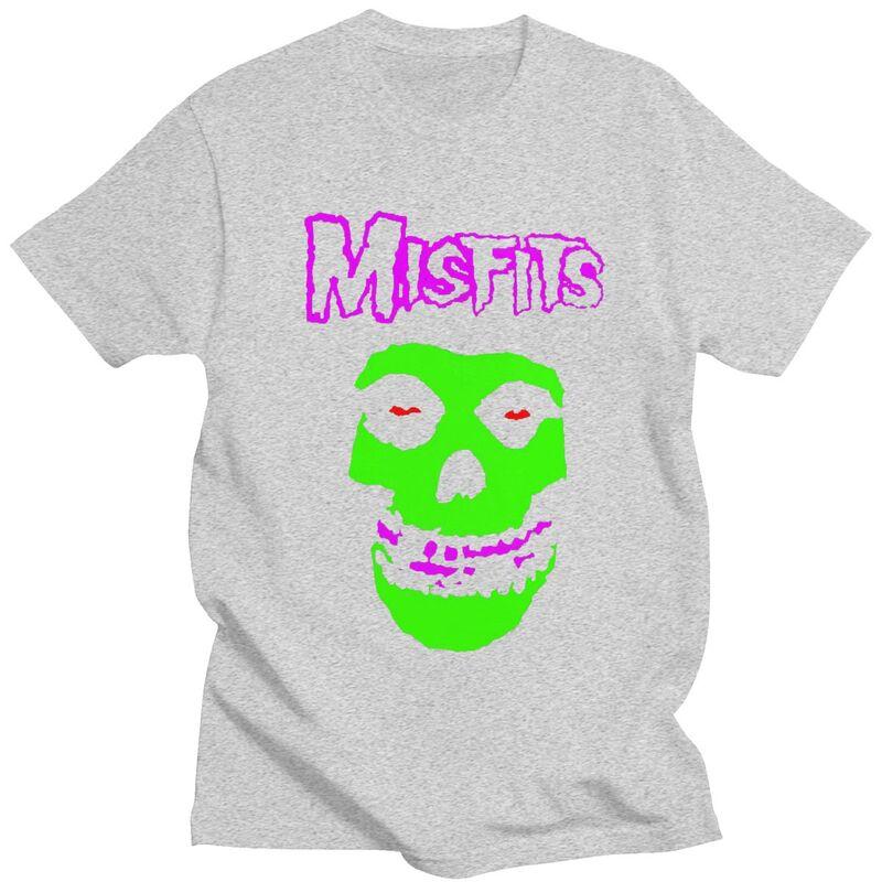Custom Horror Punk Rock Misfits Skull T Shirt for Men 100 Cotton Tshirt Leisure Tees Tshirts Slim Fit