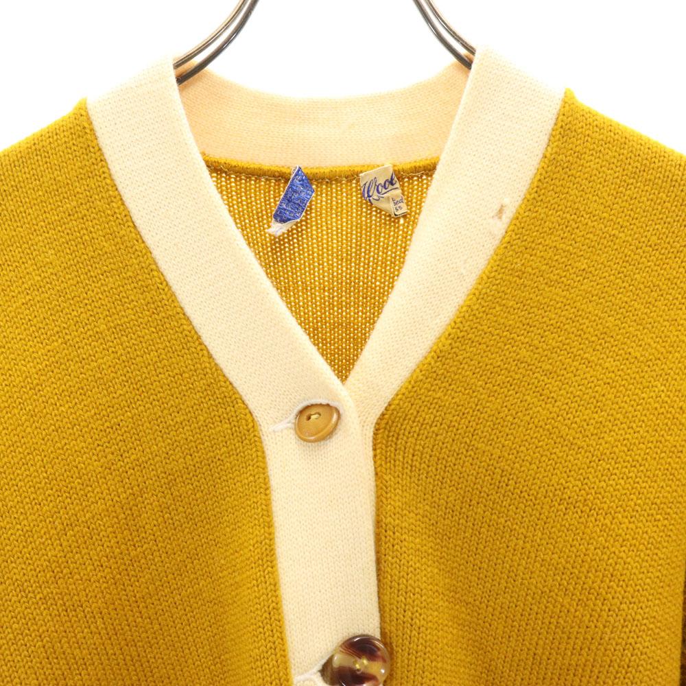 COLLEGIATE PENNAN 60s 70s Vintage Lettered Long Sleeve V Neck Knit Cardigan Men's Used