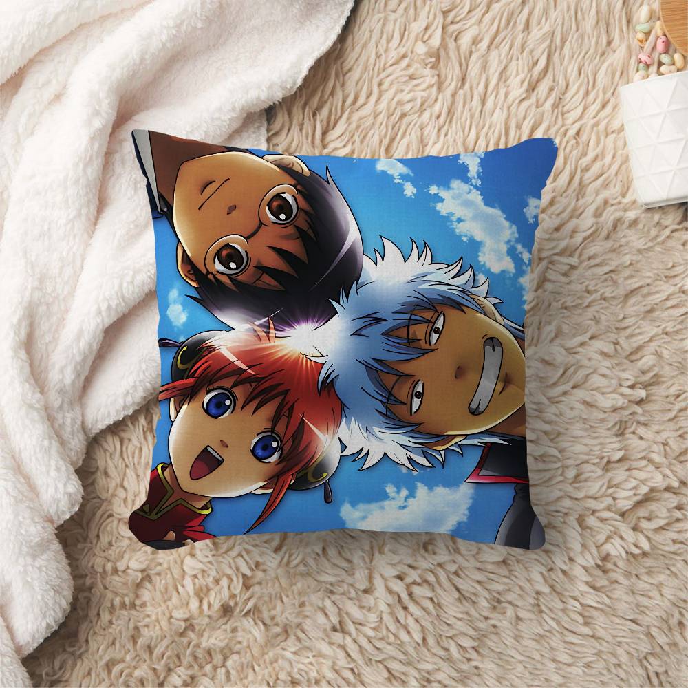 Lustige japanische Gintama Personalisierte Bild-Text Heimdekorationskissen Haushaltsgeschenke 45x45cm