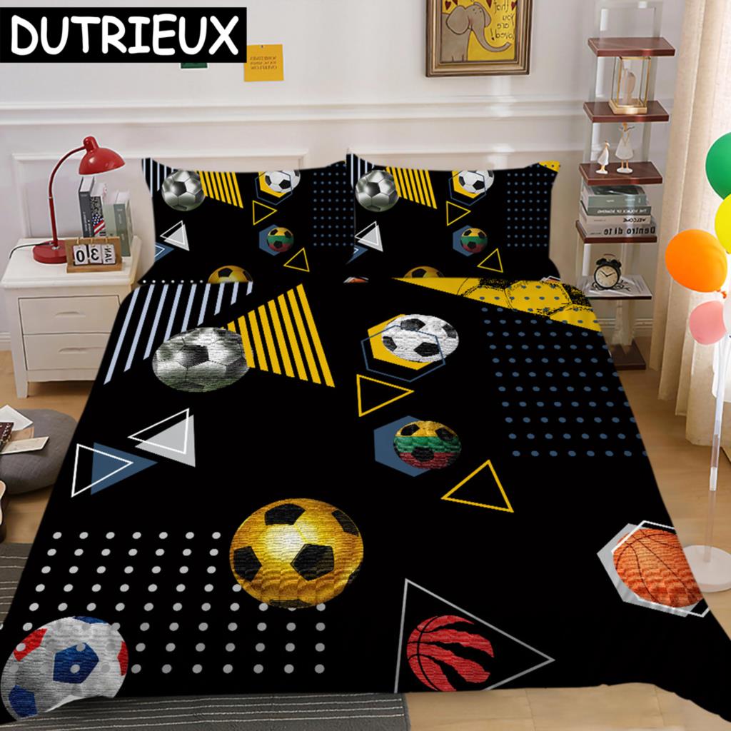 

Футбольный комплект постельного белья King Queen Полноразмерный футбольный узор полиэстеровый пододеяльник для детей подростковый футбольный комплект постельного белья EU single(135x200cm)