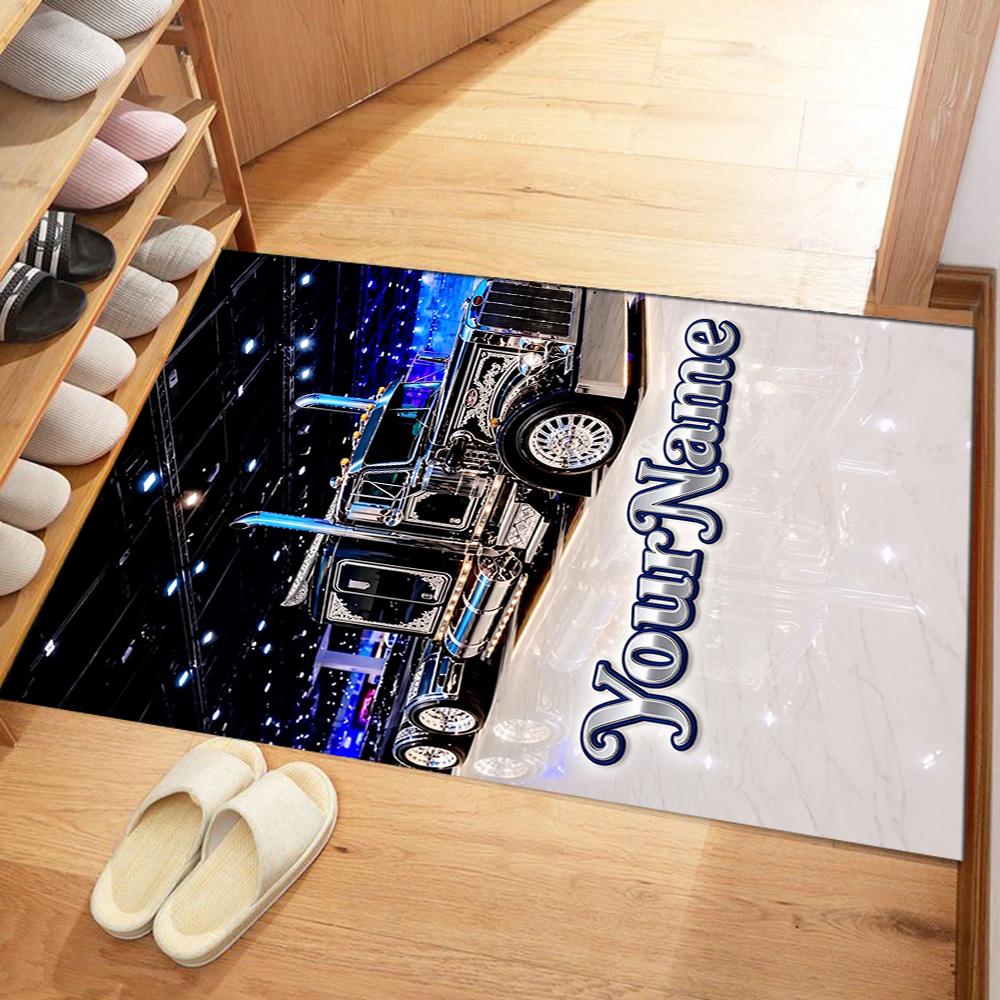 Peterbilt Heavy Trucks Customize Your Name Carpet Perfect for Game Room Decorate Room Bedrooms Playrooms Anti-slip Rug Office Home Decor