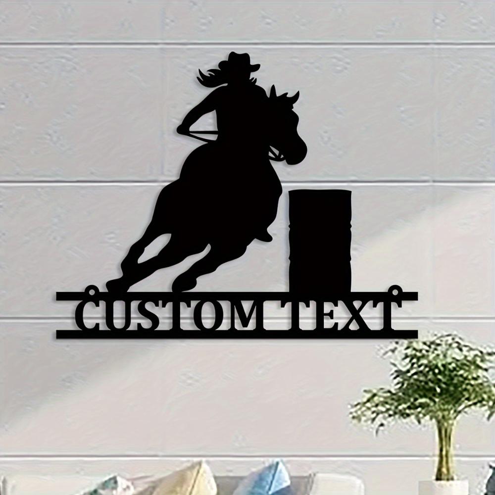 Vintage Metal Wall Art Horse Rider Custom Name Home Decor
