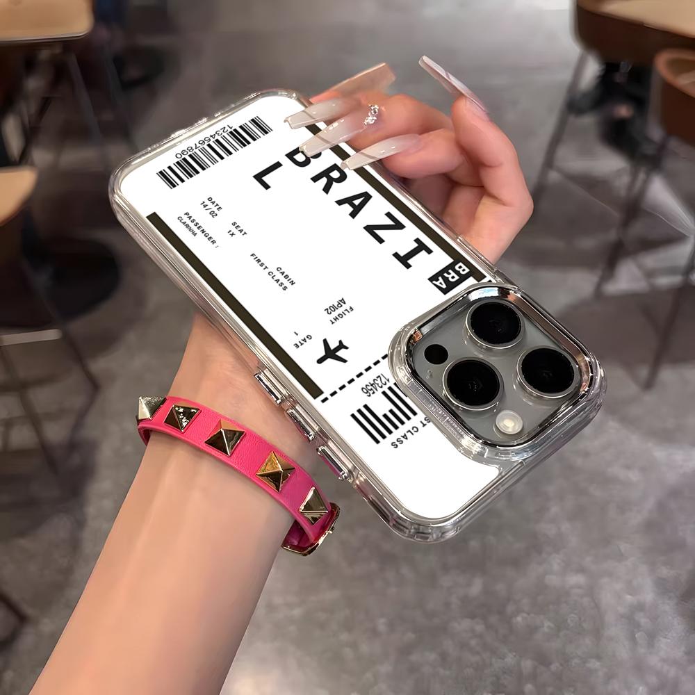 Plane Fight Ticket Phone Case For IPhone 17 Air 16 15 14 13 12 11 Pro Pro Max Plus Transparent Soft Cover