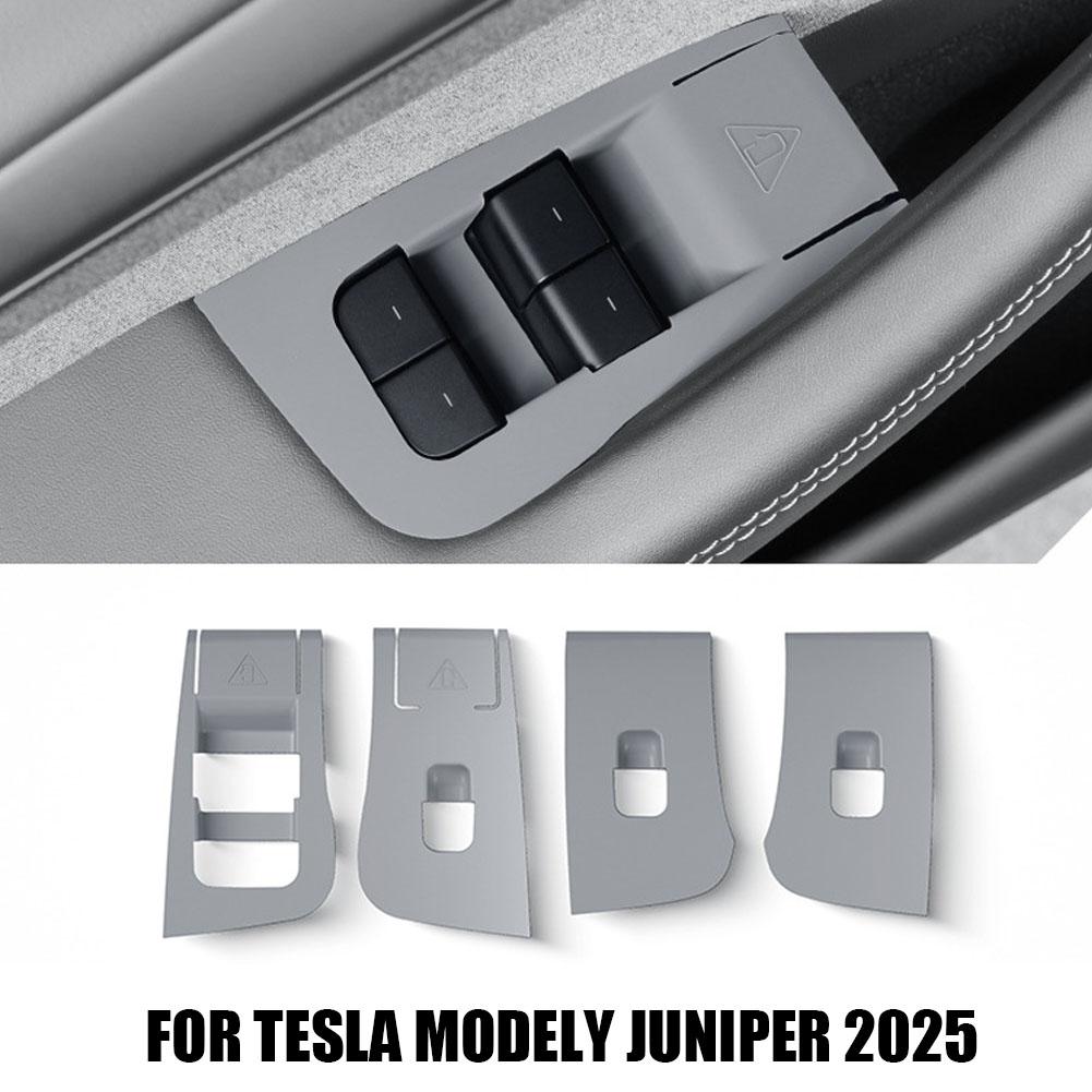 

For Tesla Model Y Juniper 2025 Window Lifter Switch Buttons Silicone Door Open Handle Panel Protector Cover Stick Accessories сірий колір