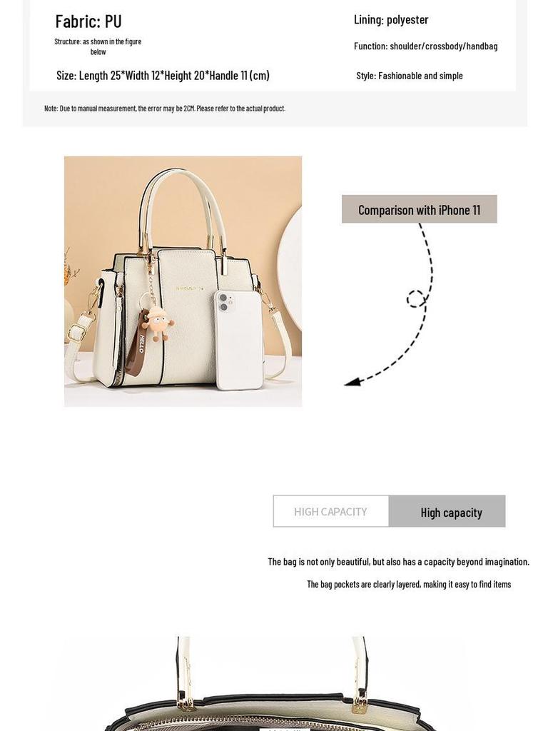 Damen Trend 2024 Handtasche mit großer Kapazität: Einfache, stilvolle und vielseitige Schulter-/Reise-Umhängetasche