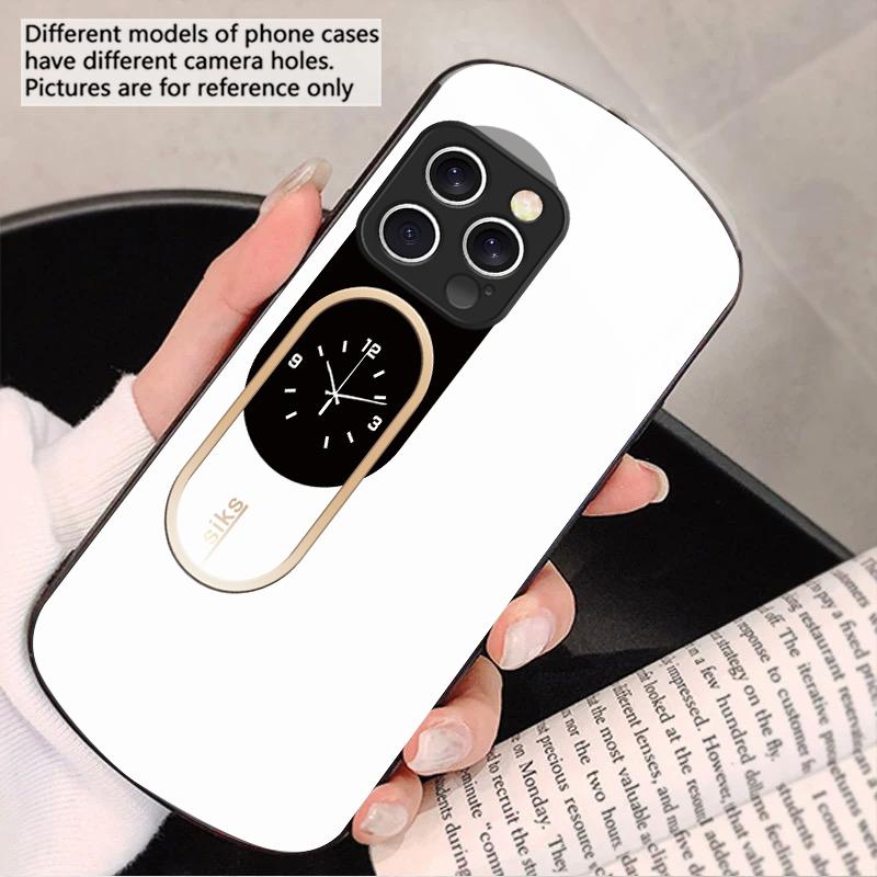 Wanduhr Farbmuster Für iPhone 16 15 14 13 Plus 12 mini 11 Pro Max XR Xs Max X 7 8 6 6S 2022 Elliptische Glas-Handyhülle