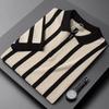 Nouă Cămașă Polo Tricotată Casual Minimalistă de Vară cu Dungă Colorată, Croială Slim Fit, Stil Retro Britanic, Guler Flip Personalizat, Fermoar pe Jumătate