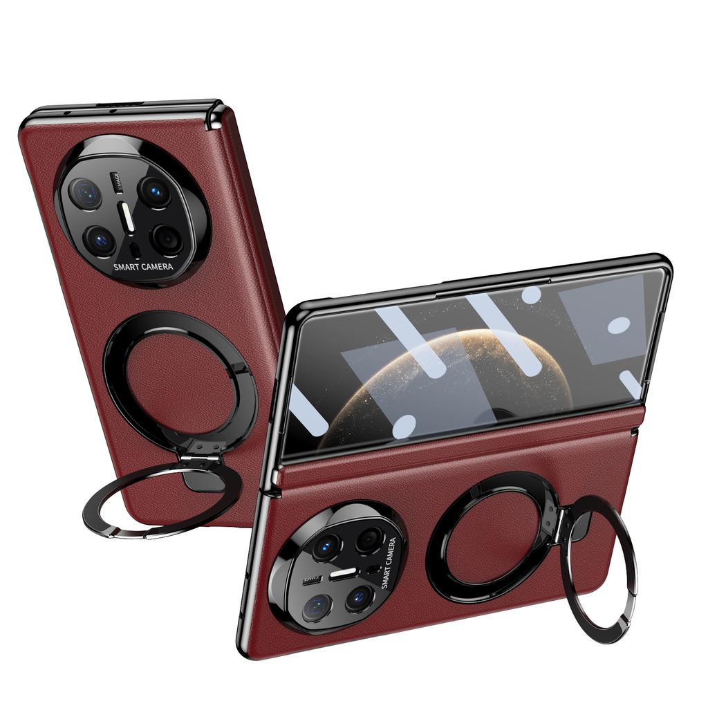 Business Style Pivot Magnetic Leather Case For Huawei Mate X5 X6 Bracket Cover Alloy Stand Ring With Glass Screen Protector