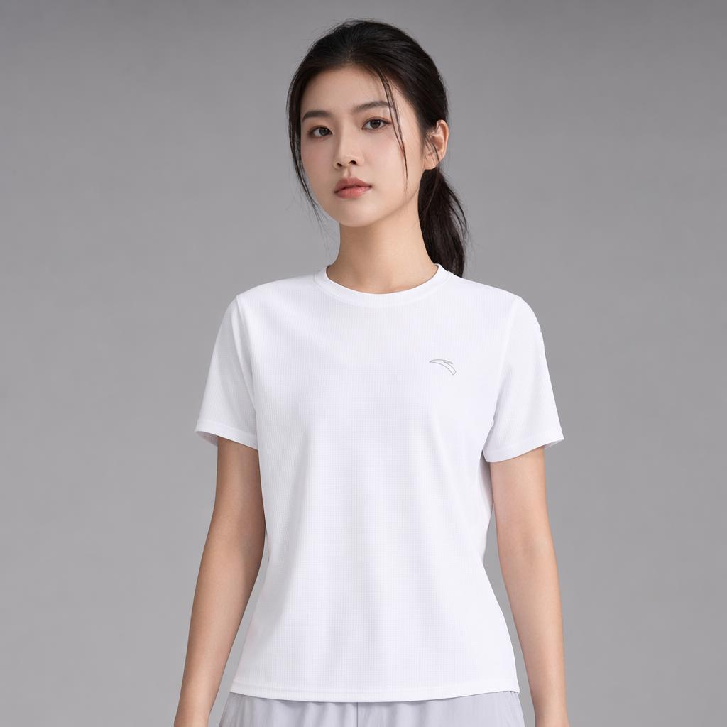 Anta Running Series Womens Short Sleeve Knitted T-Shirt 2026 Summer Women tops Pure-White 962625105-1