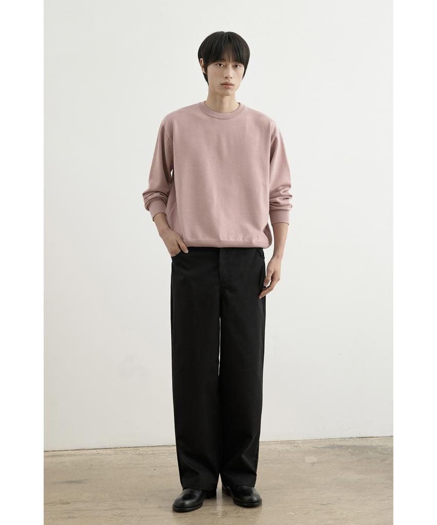 WHOLOVESART Structure Wide Cotton Chino Pants Black