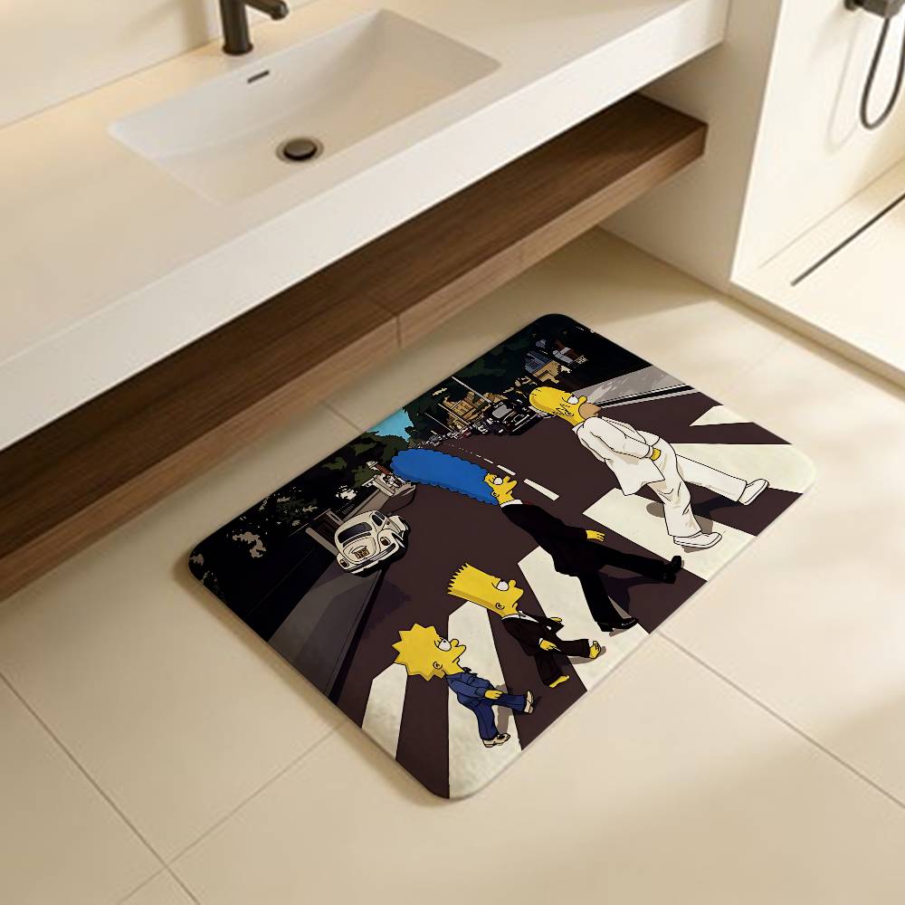 Funny S-Simpsons Cartoon Entrance Door Mat Washable Non-Slip Living Room Sofa Chairs Area Mat Kitchen Welcome Doormat