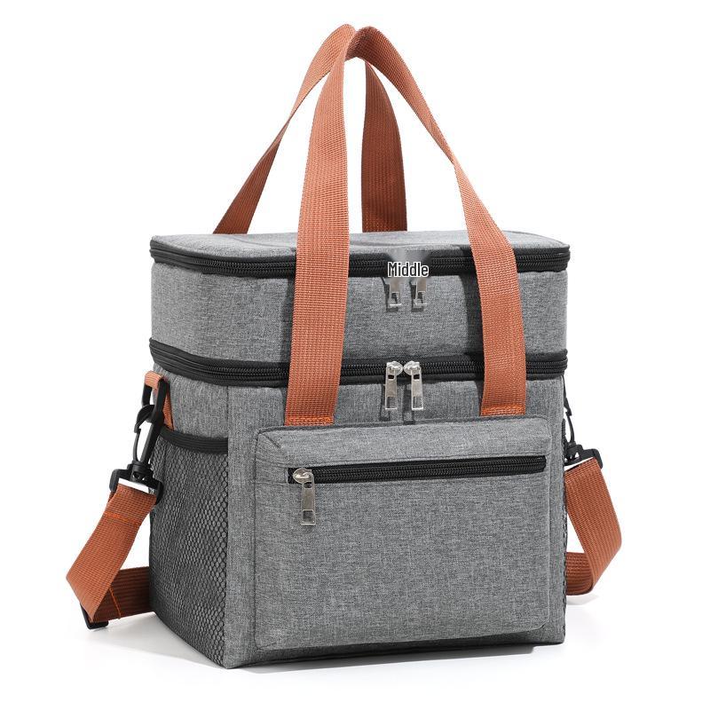 

Двухслойная термосумка для ланча из ткани Оксфорд и алюминиевой фольги TG14-Simple Double-layer Crossbody-Black