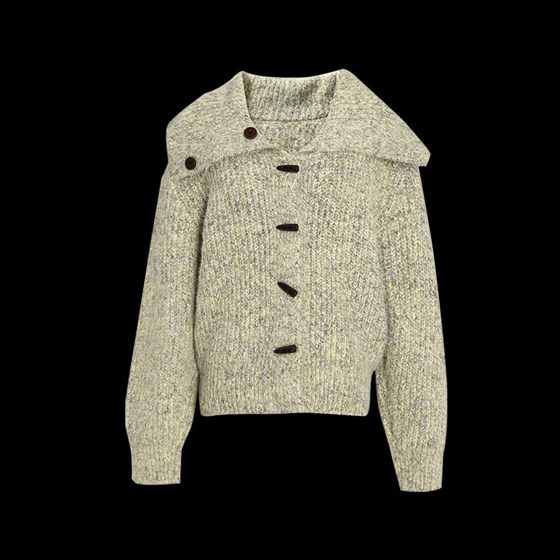 Women's Long-Sleeve Stand-Collar Wool Knit Cardigan