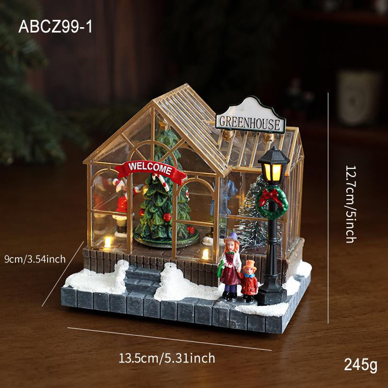Christmas Village Accessories LED Lighted Christmas Village Houses Xmas Vacation House Statue Xmas Village House for Home Decor