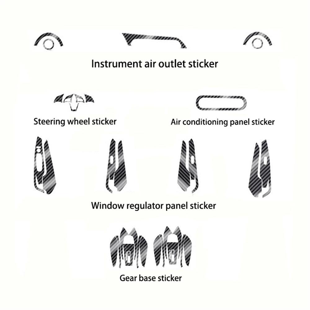 5D Carbon Fiber Pattern Car Interior Decals Trim Set For Nissan Kicks 2017-2021