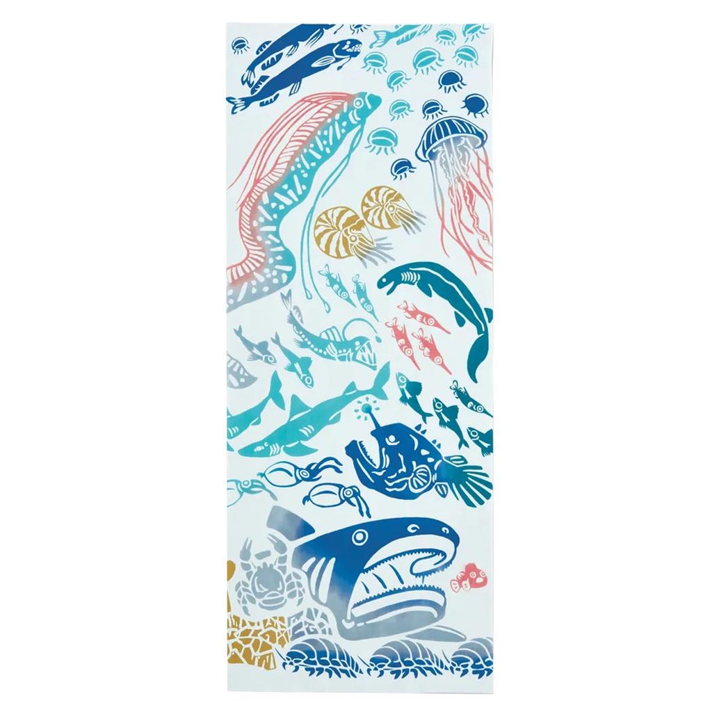 Kenema Tenugui Sea 36 X 90 Cm 50050 Miyamoto-Towel Chū-dyed (Living Creatures/Deep Fish)