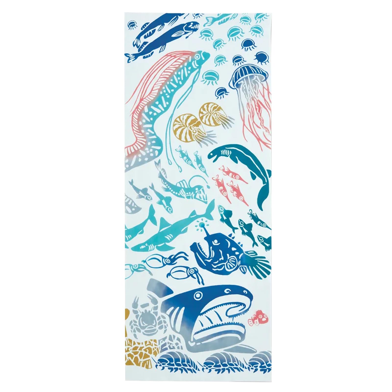 

Kenema Tenugui Sea 36 x 90 cm 50050 Miyamoto-Towel Chū-dyed (Living Creatures/Deep Fish)