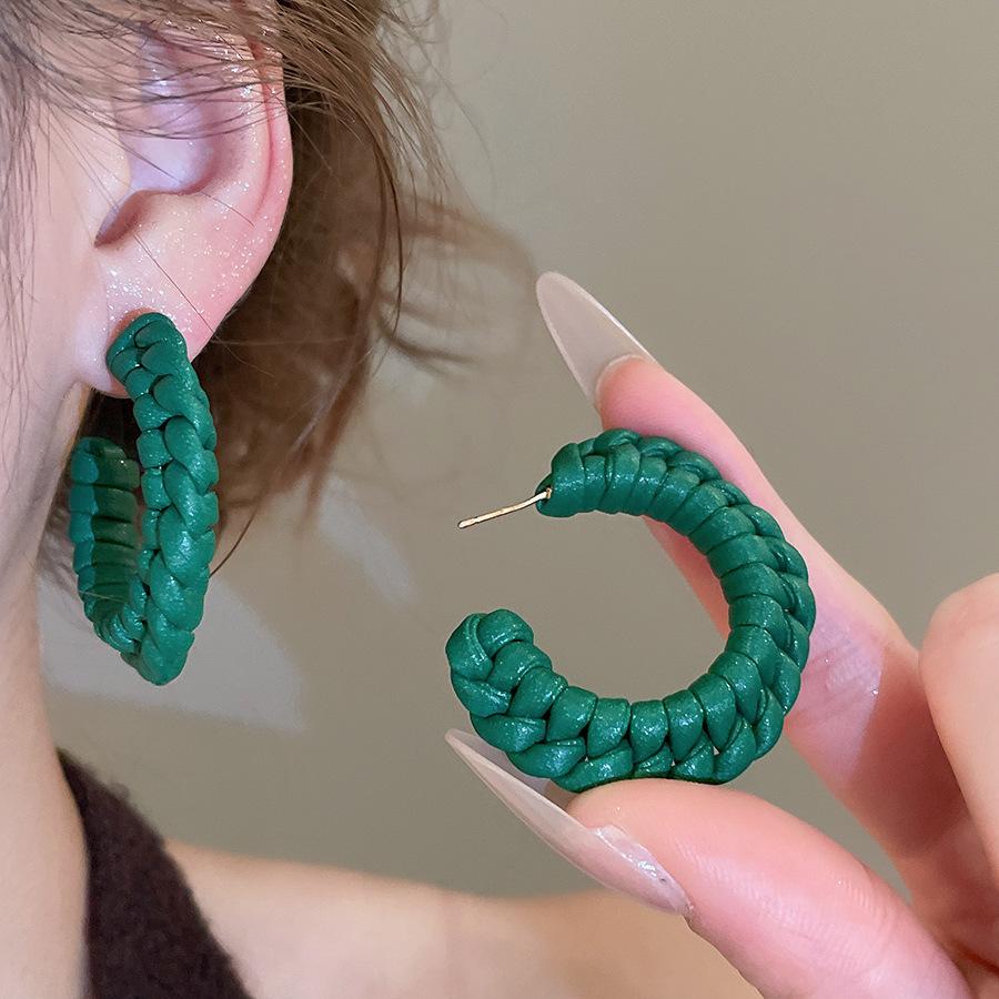 Silver Needle Green Butterfly Flower Pearl Stud Earrings Small Fresh High-end Earrings Earrings Women