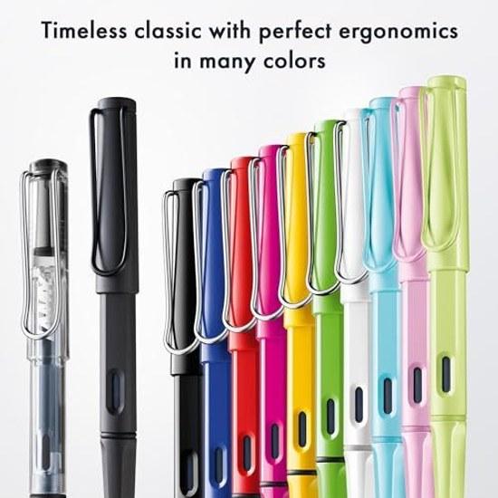 LAMY Safari Vista Fountain Pen - Ergonomically designed grip polished steel nib Size EF Ideal writing calligraphy Comes T 10 Blue Ink Cartridge users