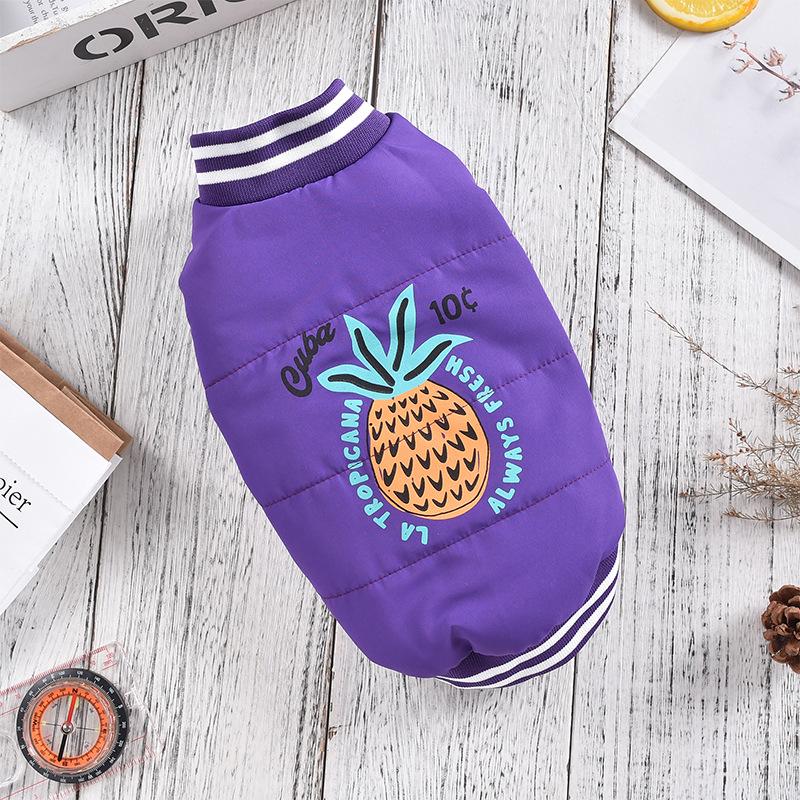 Autumn/Winter Warm Pineapple Pattern Windproof Cotton Pet Clothes for Small/Medium Dogs & Cats