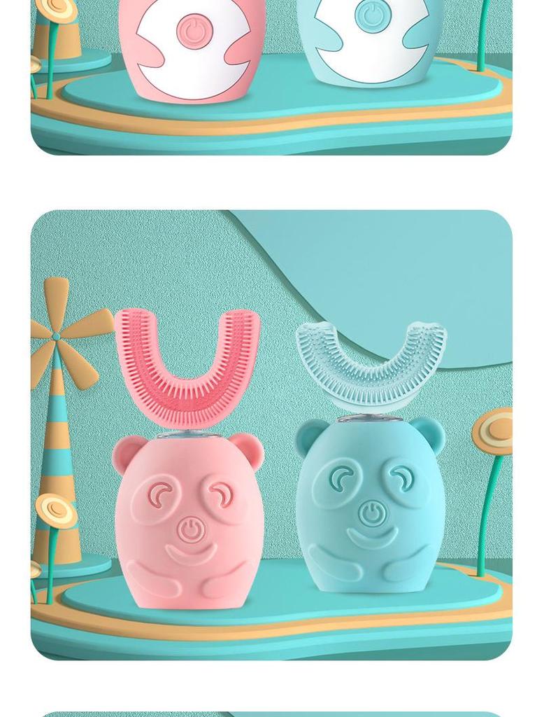 Popular U-Shaped Kids' Electric Toothbrush with Soft Silicone Bristles, Waterproof & Rechargeable