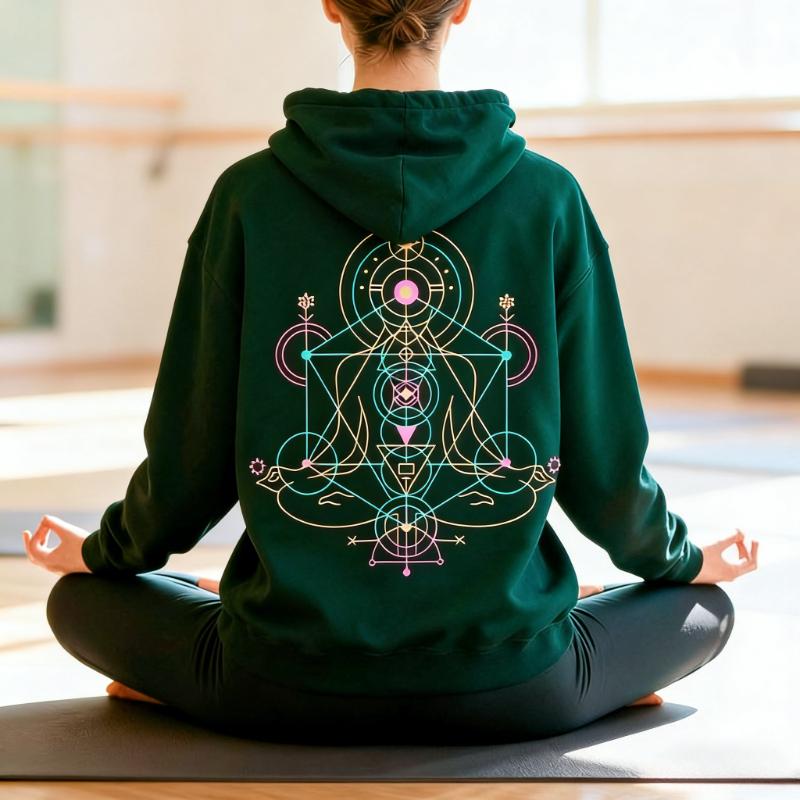 Spiritual Yoga Sweatshirt Meditation Clothing Mindfulness Gift Chakra Hoodie Yoga Mom Sweatshirt Boho Sacred Geometry Hoodie Top