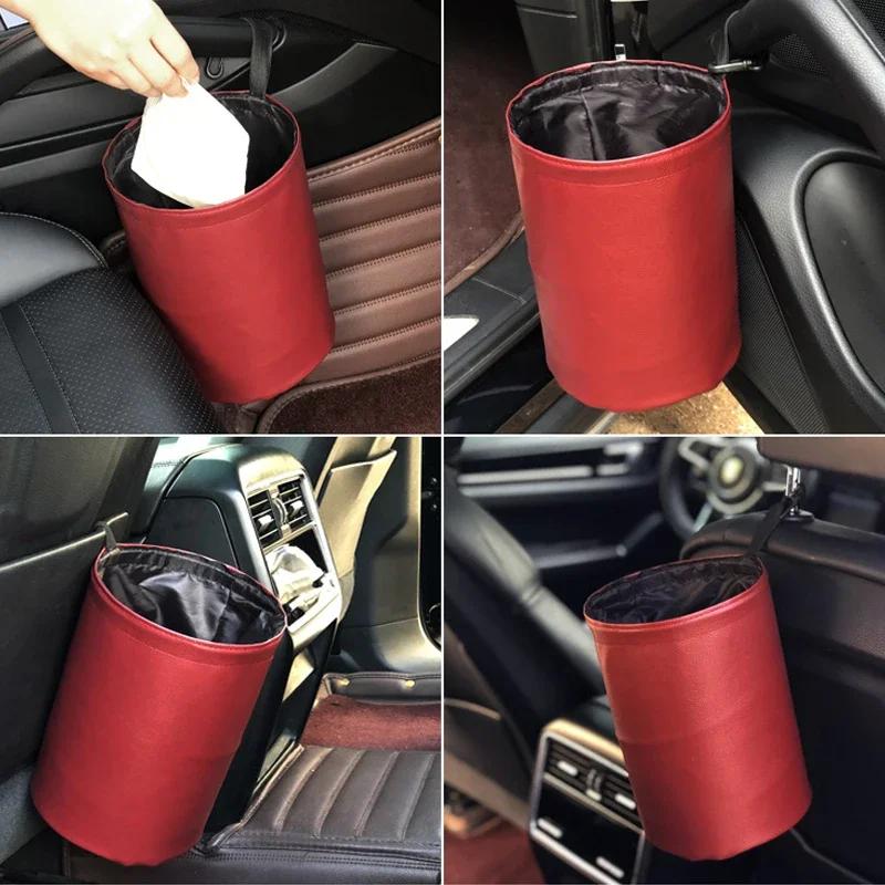 Foldable Car Trash Can Interior Rubbish Container Waste Organizer Holder Car Storage Busket Waterproof Garbage Car Garbage Bin