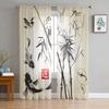 Modern Polyester Carp Chinese Style Toyo Tulle Curtains Living Room Bedroom Voile Drapes Printed Design Light Filtering Made Of Area Decor