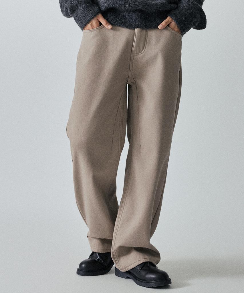 LXT Brushed Cotton Back Elastic Semi-Wide Chino Pants [Beige]