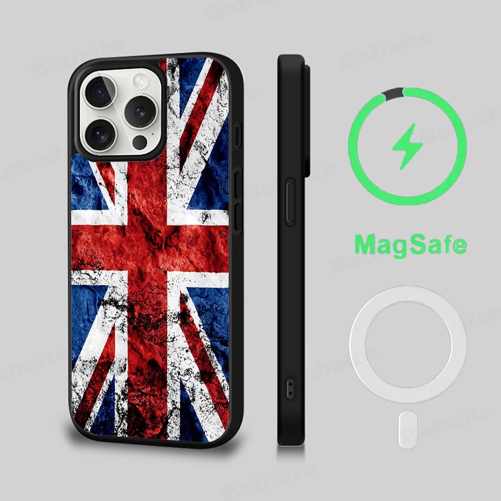 TOPLBPCS England British Uk Flag Phone Case Magnetic Case For IPhone 16 14 13 12 11 15 Pro Max Plus For Magsafe Wireless