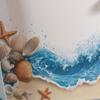 Azure Sea Beach Shell Bathroom Toilet Seat Waterproof Sticker Self-Adhesive Decorative Wall Sticker