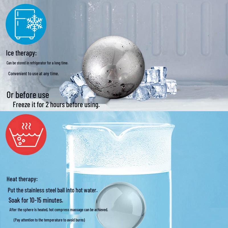 Stainless Steel Massage Roller: Handheld Cold & Hot Compress Ball for Muscle Relaxation and Fascia Relief.