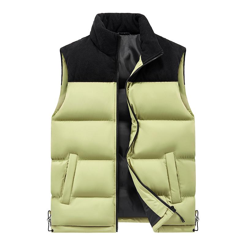 Men's Clothing High-neck Autumn Winter Cardigan Zipper Sleeveless Pockets Fashion Coats High Street Vests Contrast Color Tops