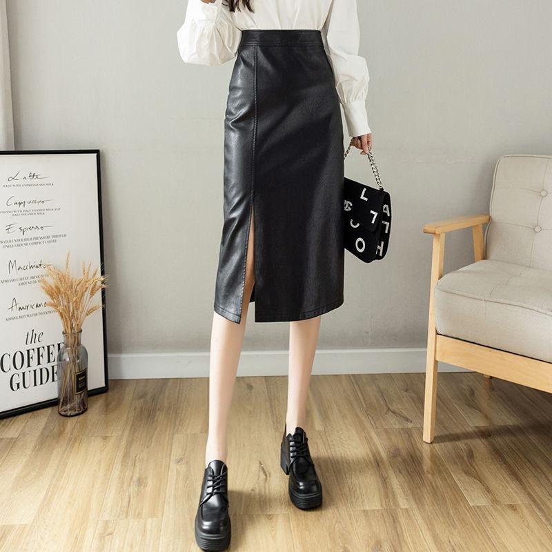 Mid-length New Style for Spring Autumn High-waisted Slimming Slit Versatile Hip-hugging Skirt