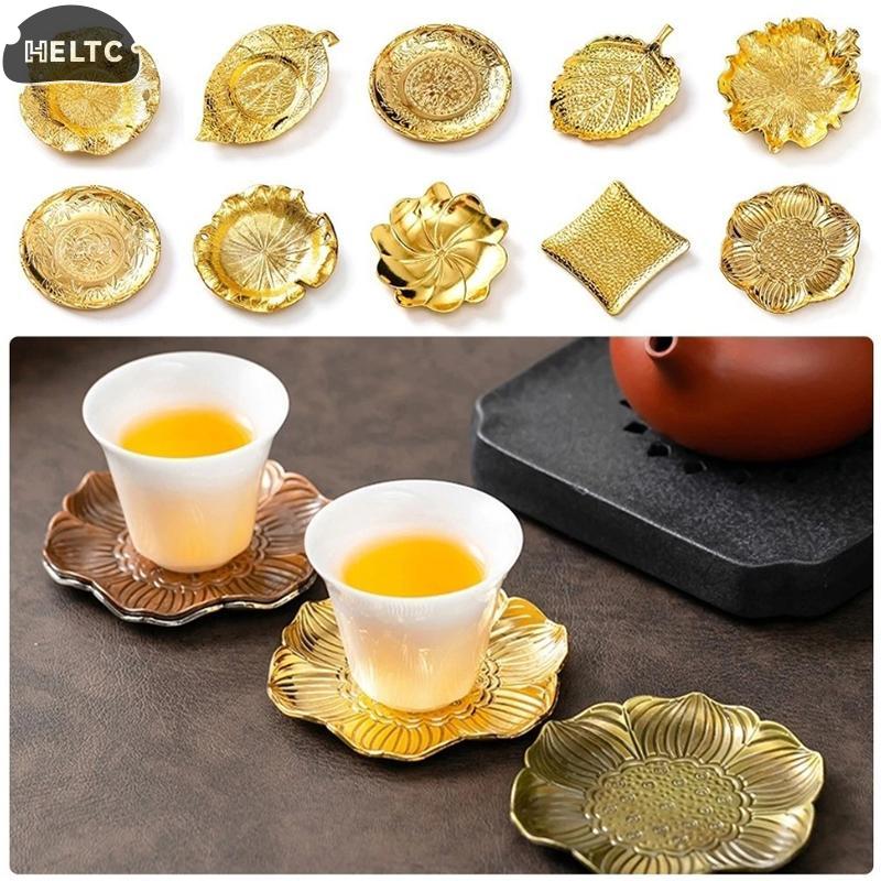1PCS Alloy Coaster Tea Golden Retro Alloy Coaster Tea Ceremony Decoration Insulation Pad Suitable For Tea Rooms, Home Decoration
