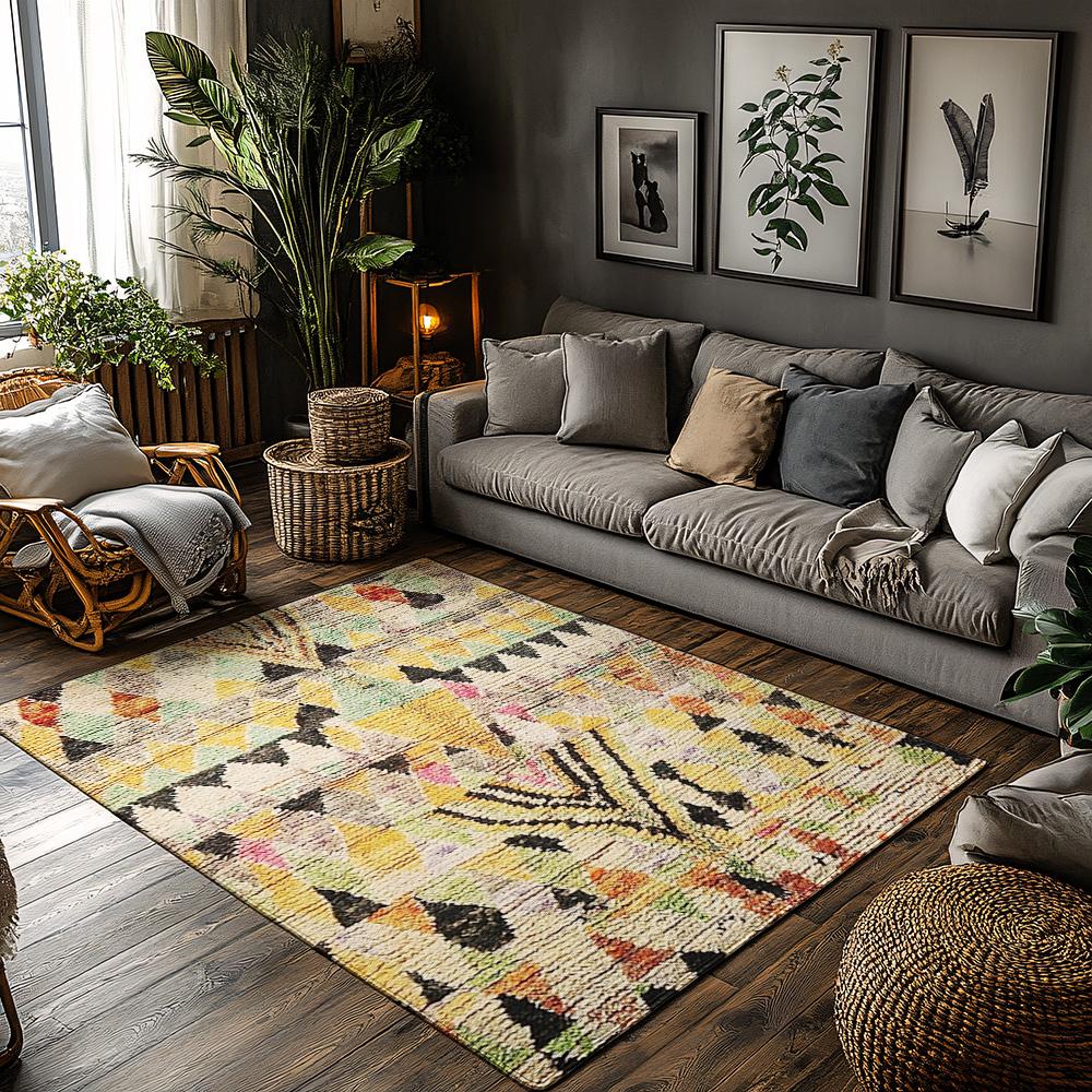 

Cozy Shag Rug Non Slip Indoor Outdoor Mat Washable Area Rugs Modern Geometric Pattern Home Decor Floor Carpet Living Room Bedroo 60cm x 90cm