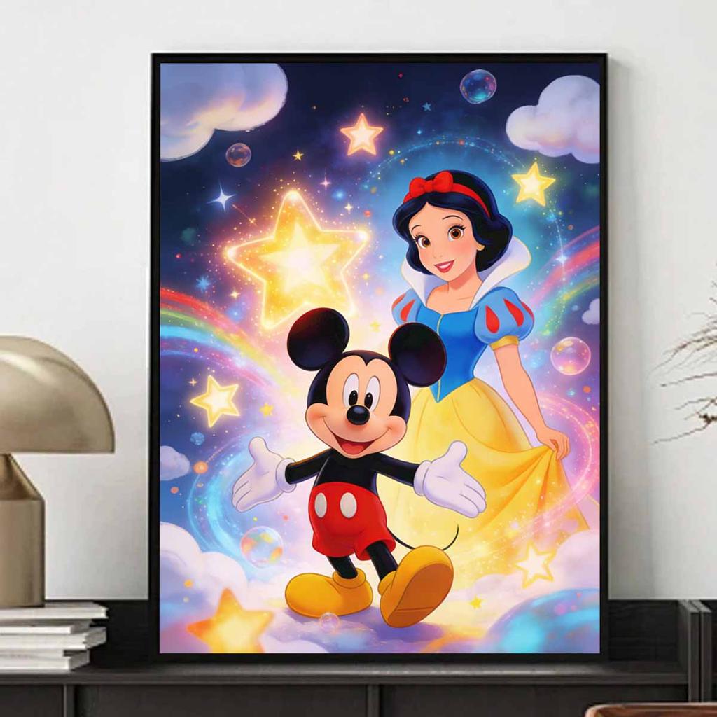 Disney 5D DIY Full Circle Diamond Painting Kit Snow White Mickey Mouse Starry Sky Home Decor Gift