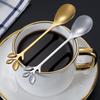 6PCS/Set Stainless Steel Gold Leaf Coffee Spoon 16.4cm Ice-Cream Tea Stirring Spoons for Tea, Coffee