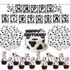 Cow Birthday Party Decor Set With Farm Animal Theme Paper Flags Balloons And Banners