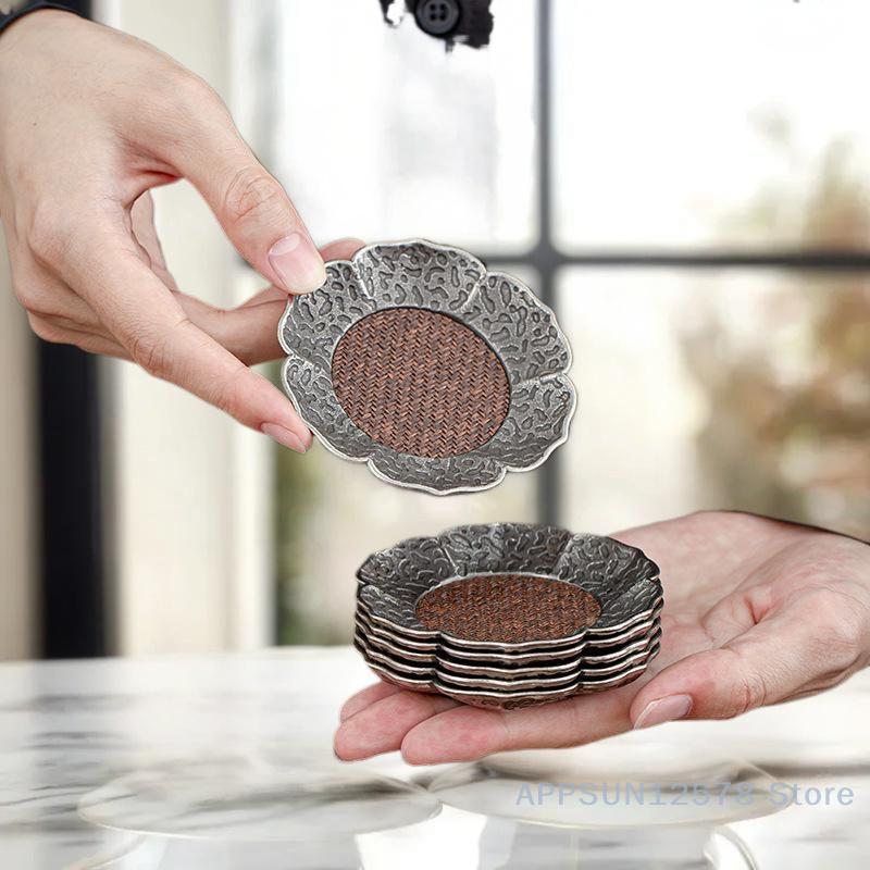 Stylish Modern Home Decor, 1PC Chinese Gongfu TeaSet Rattan Woven Coaster, Perfect Unique Gift Item