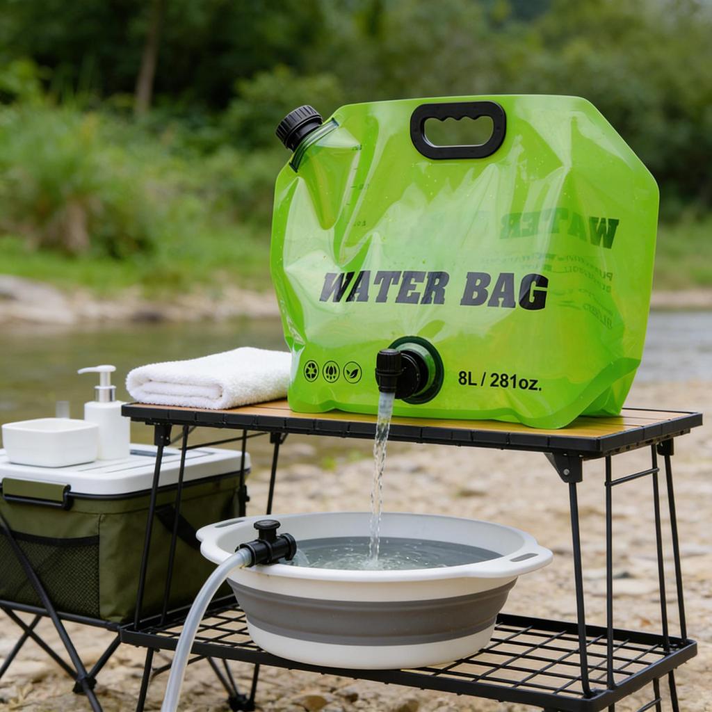 8L Camping Water Container Portable Water Storage Bag Drinking Water Container with Handle Liquid Tank for Camping Hiking