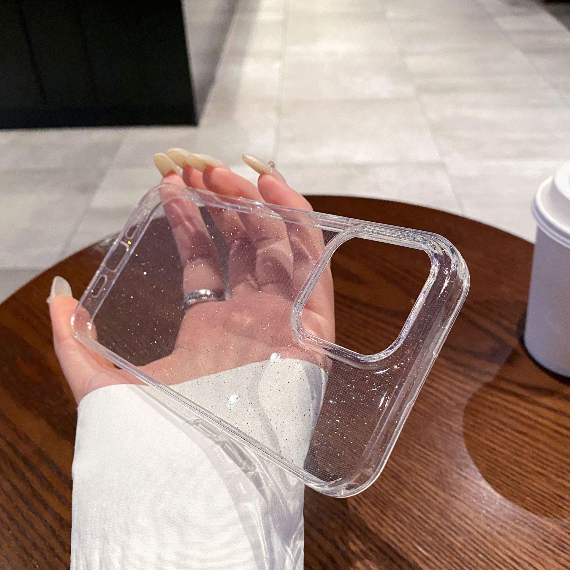 

Прозрачный блестящий мягкий чехол для iPhone 15/16 Pro Max iPhone 14