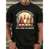 Black T Shirt with Chicken Cartoon Print And German Text for Casual Wear