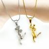 Couple Hugging Pendant Necklace For Women Men Stainless Steel Gold Color Hiphop Sports Love Chain Jewelry Valentine's Day Gift